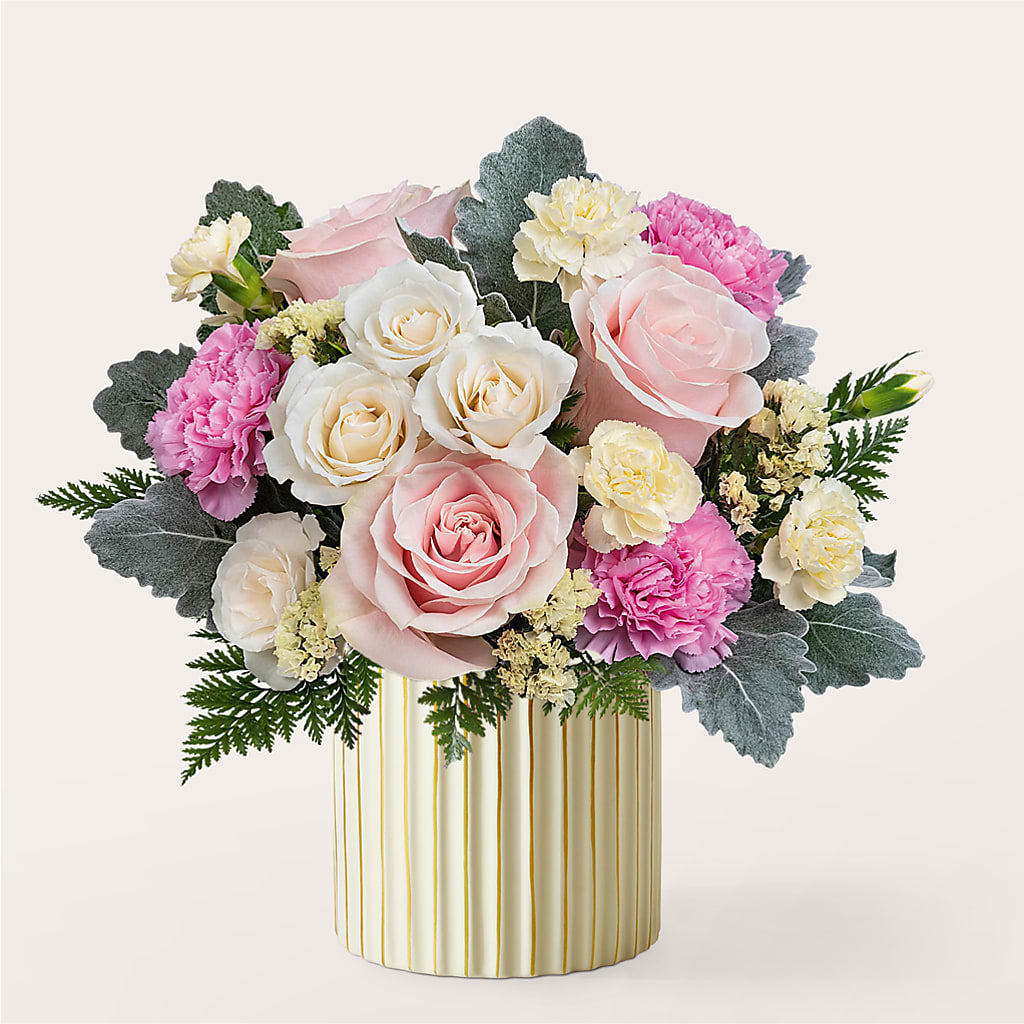 Blissful Moments Bouquet with Ivory Vase – Everbloom Flowers Llc, Aurora OH