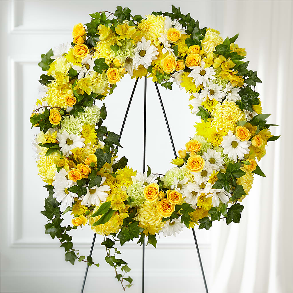 Golden Remembrance Wreath – Everbloom Flowers Llc, Aurora OH