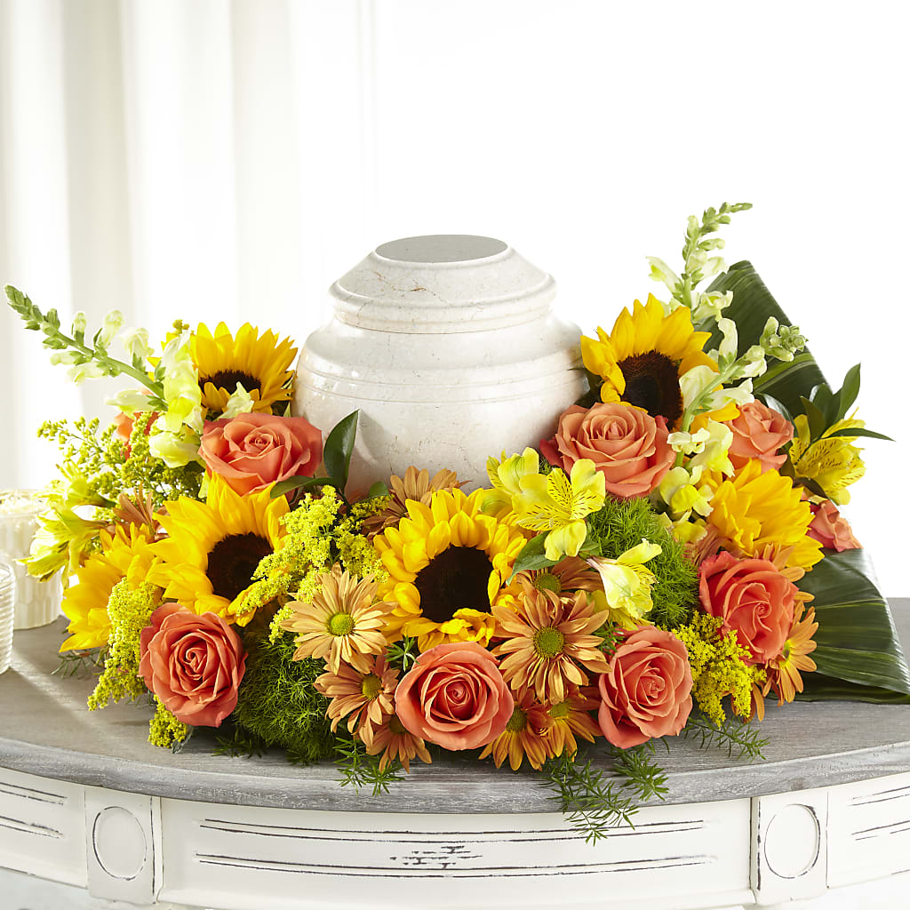 Faithful Sunflower Cremation Adornment – Everbloom Flowers Llc, Aurora OH
