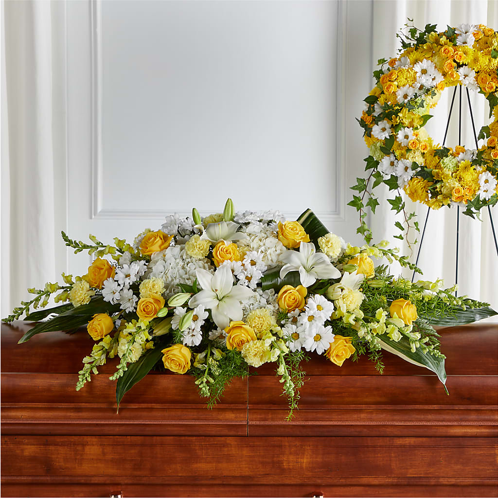 Golden Harmony Casket Spray – Everbloom Flowers Llc, Aurora OH