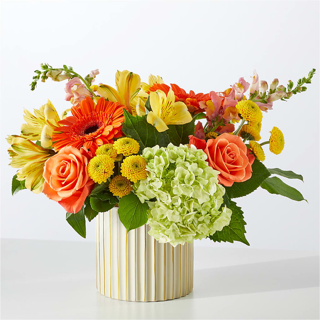 Autumn Sunshine Bouquet with Ivory Vase –  Everbloom Flowers Llc, Aurora OH