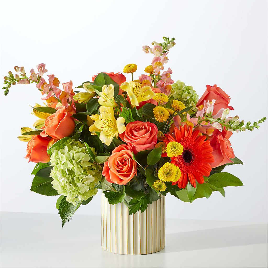 Autumn Sunshine Bouquet with Ivory Vase –  Everbloom Flowers Llc, Aurora OH