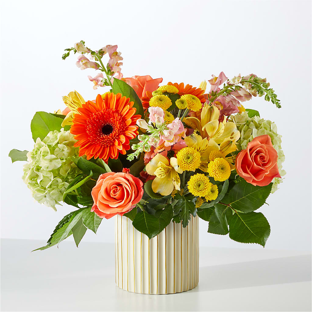 Autumn Sunshine Bouquet with Ivory Vase –  Everbloom Flowers Llc, Aurora OH