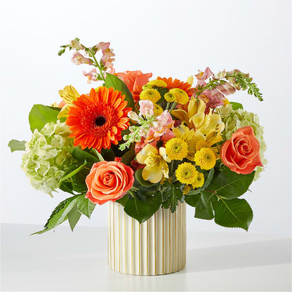 Autumn Sunshine Bouquet with Ivory Vase –  Everbloom Flowers Llc, Aurora OH