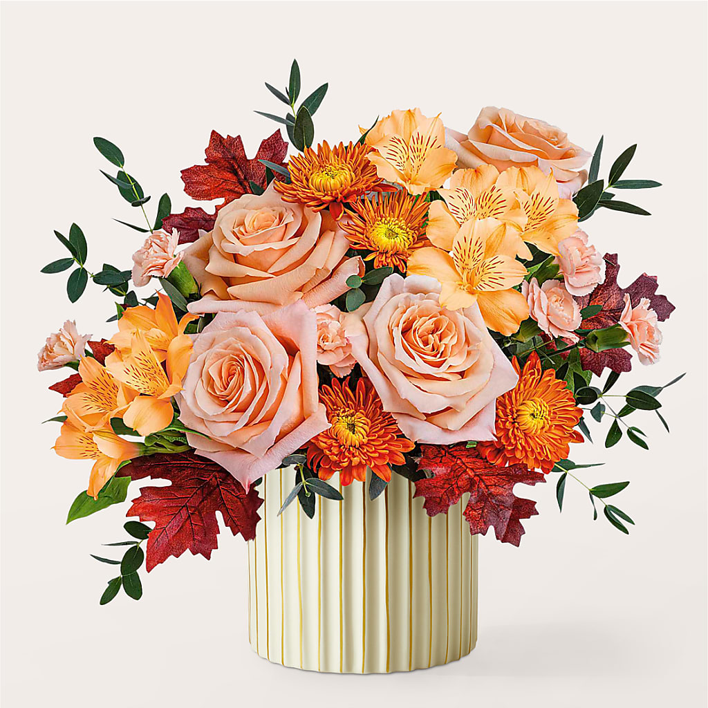 Spiced Latte Bouquet with Ivory Vase –  Everbloom Flowers Llc, Aurora OH