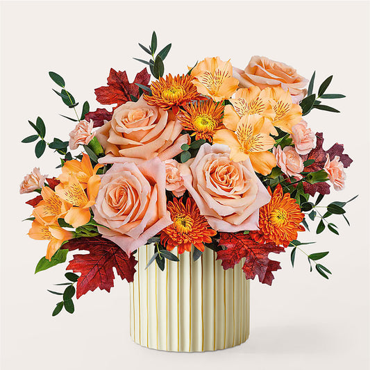 Spiced Latte Bouquet with Ivory Vase –  Everbloom Flowers Llc, Aurora OH