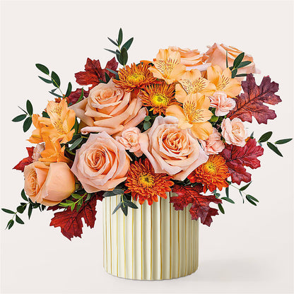 Spiced Latte Bouquet with Ivory Vase –  Everbloom Flowers Llc, Aurora OH
