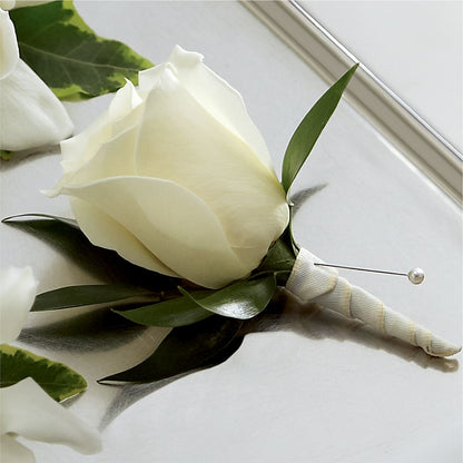 White Rose Boutonniere –  Everbloom Flowers Llc, Aurora OH